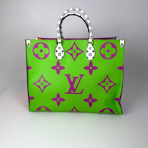 Authentic Louis Vuitton Pink Lilac Green Monogram Giant OnTheGo Multicolor Tote - Picture 2 of 9